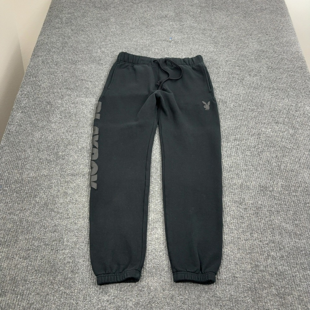 Playboy x PacSun Sweatpants Men S Black Cotton Fleece Graphic Joggers Streetwear